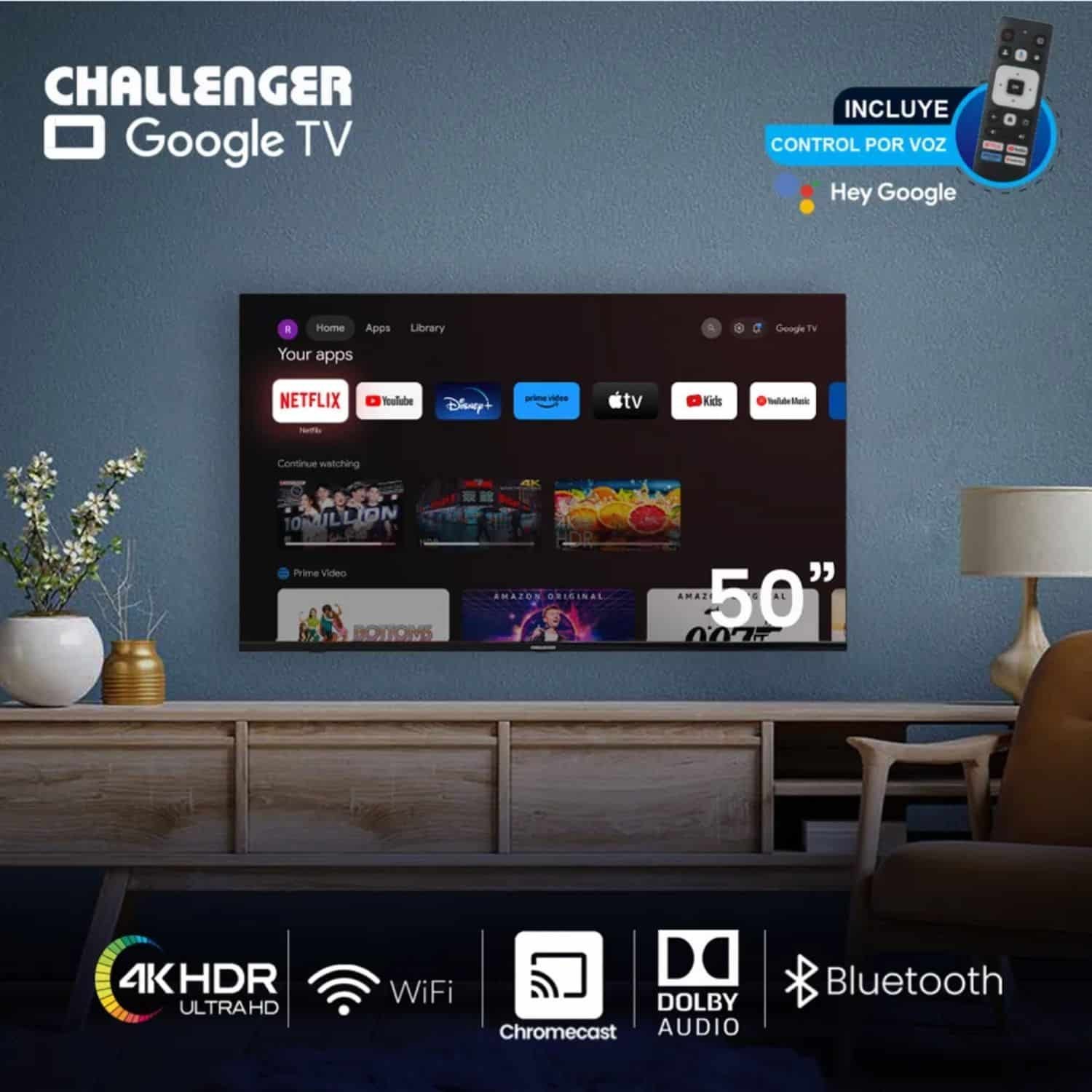 Televisor CHALLENGER 32" HD Smart LED 32TG79 BT GOOGLE T2 - Image 3