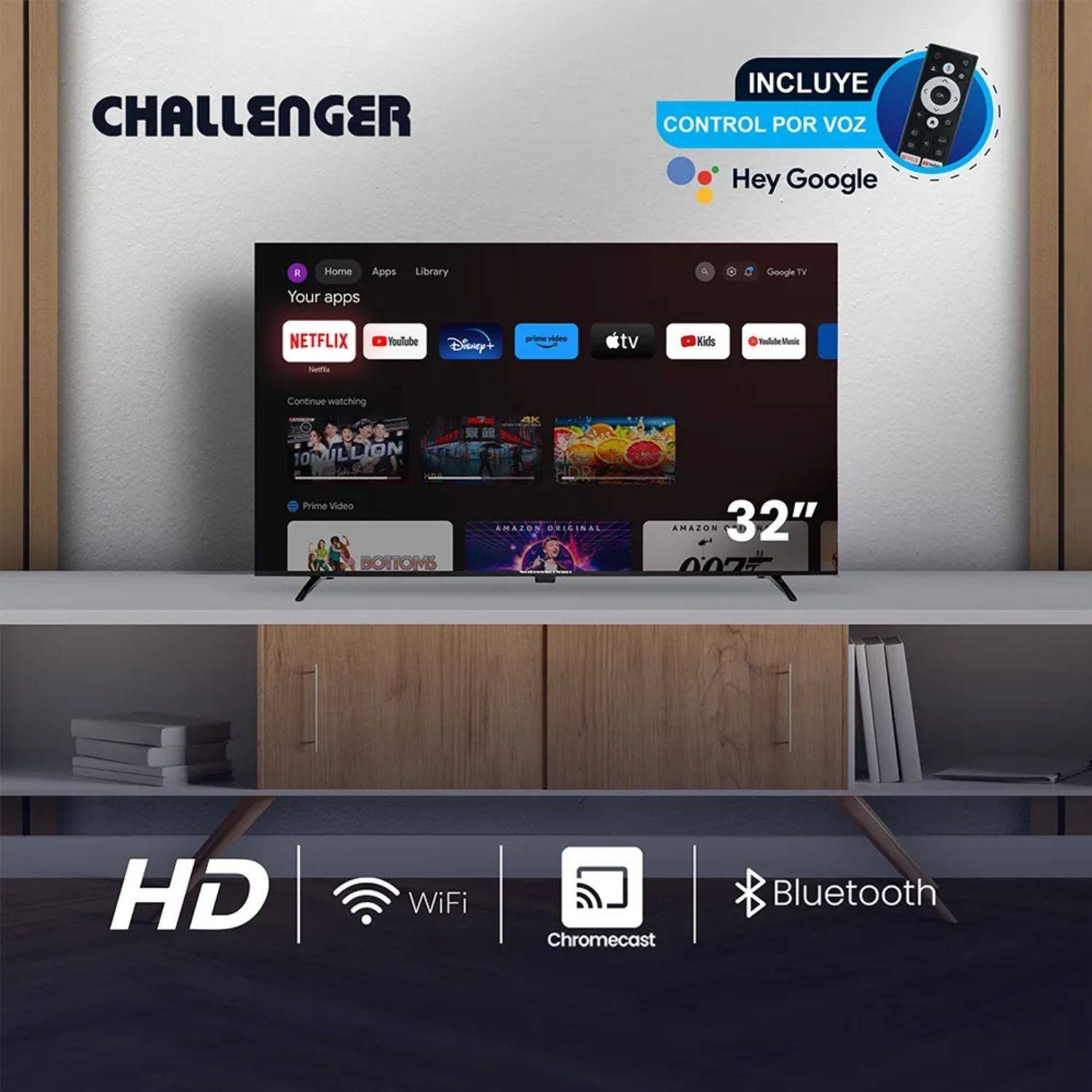 Televisor CHALLENGER 32" HD Smart TV LED 32TG81 Google TV - Image 2