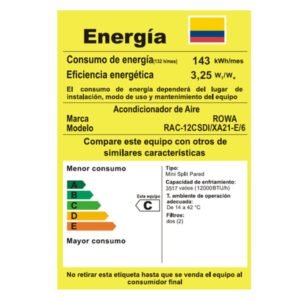 Aire Acondicionado 12000 BTU Inverter 220V ROWA Blanco 37F50 - Image 8