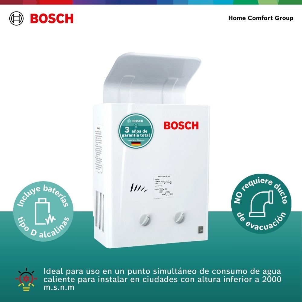 Calentador de Agua Gas Natural 5,5 Lt Tiro Natural BOSCH 050 - Image 3