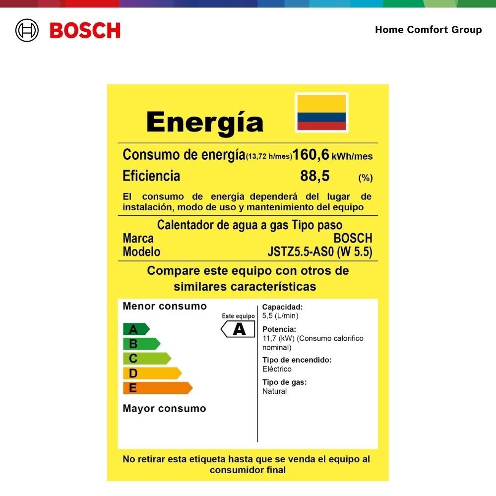 Calentador de Agua Gas Natural 5,5 Lt Tiro Natural BOSCH 050 - Image 8