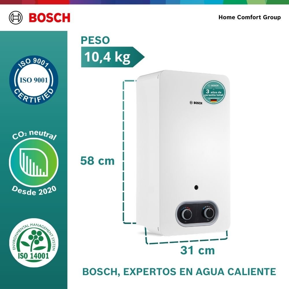 Calentador de Agua Gas Propano 10 Lt Tiro Natural BOSCH 041 - Image 6
