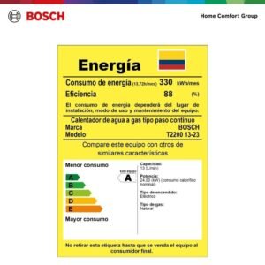 Calentador de Agua Gas Natural 13 Lt Tiro Natural BOSCH 042 - Image 8