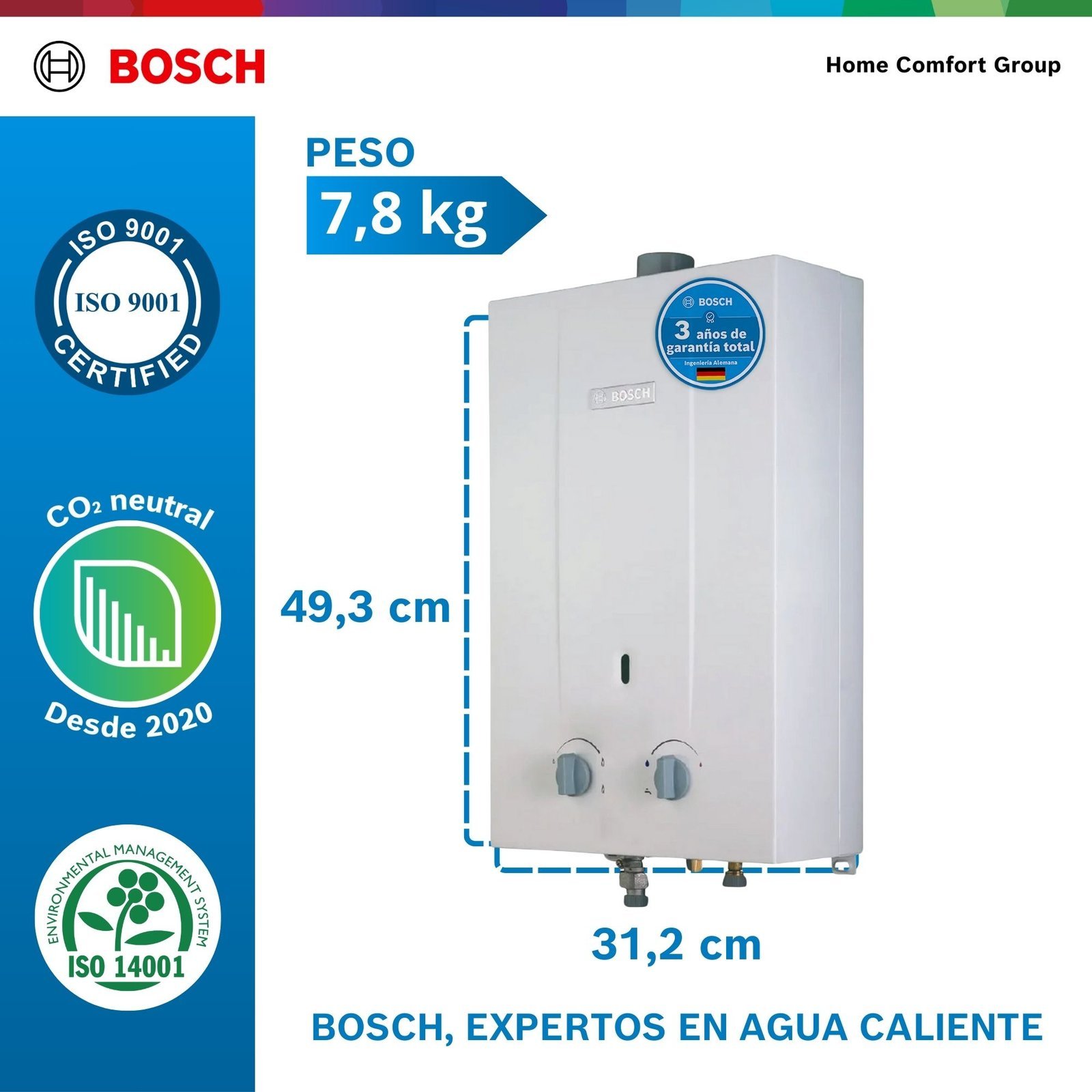 Calentador de Agua Gas Propano 6 Lt Tiro Forzado BOSCH 587 - Image 6