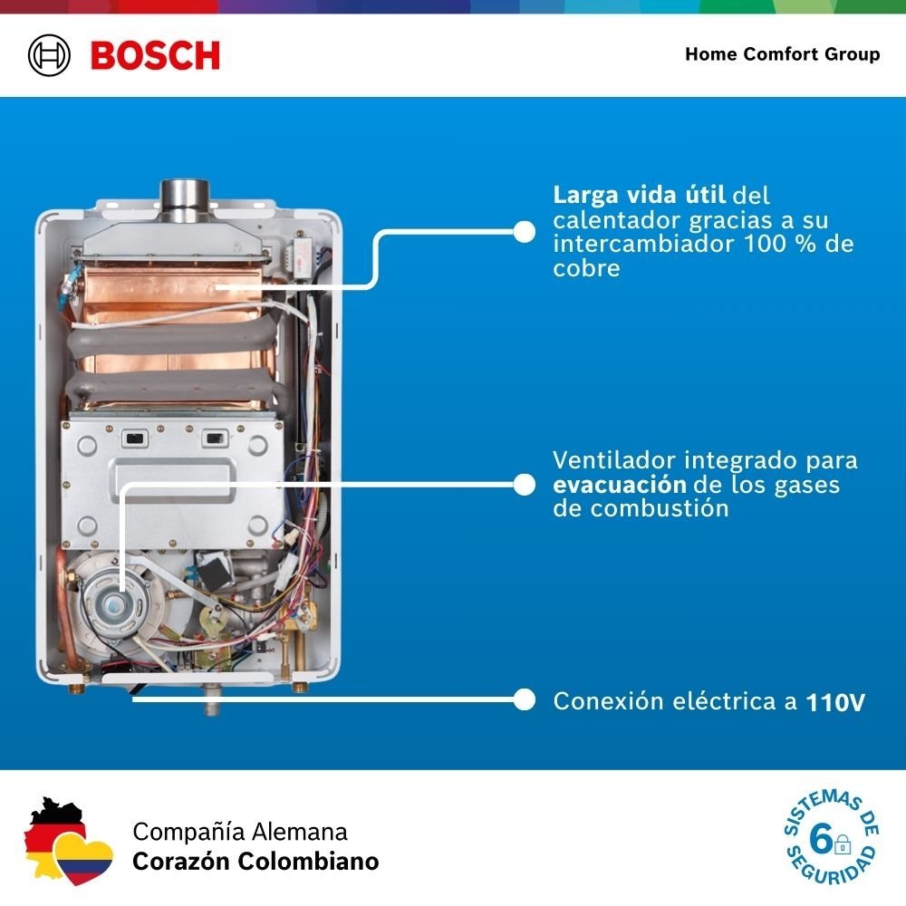 Calentador de Agua Gas Natural 12 Lt Tiro Forzado Agua BOSCH 595 - Image 5
