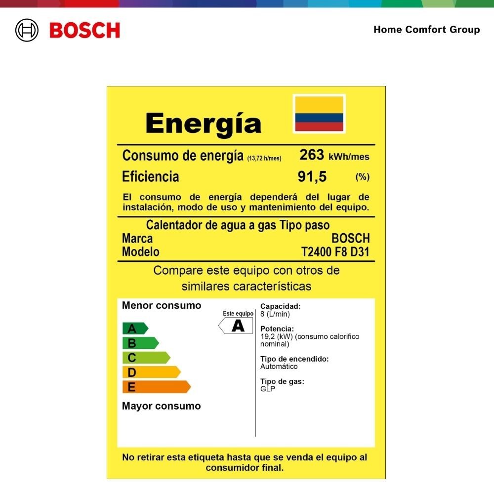 Calentador de Agua Gas Propano 8 Lt Tiro Forzado BOSCH 317 - Image 8