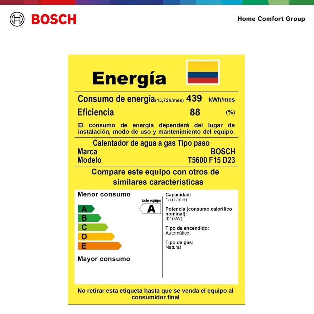 Calentador de Agua Gas Natural 15 Lt Tiro Forzado BOSCH 617 - Image 8