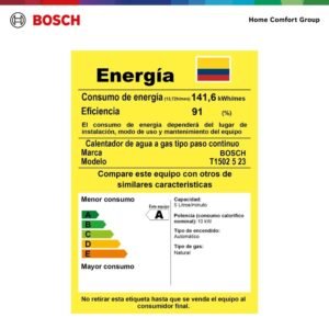Calentador de Agua Gas Natural 5 Lt Tiro Natural BOSCH 604 - Image 8