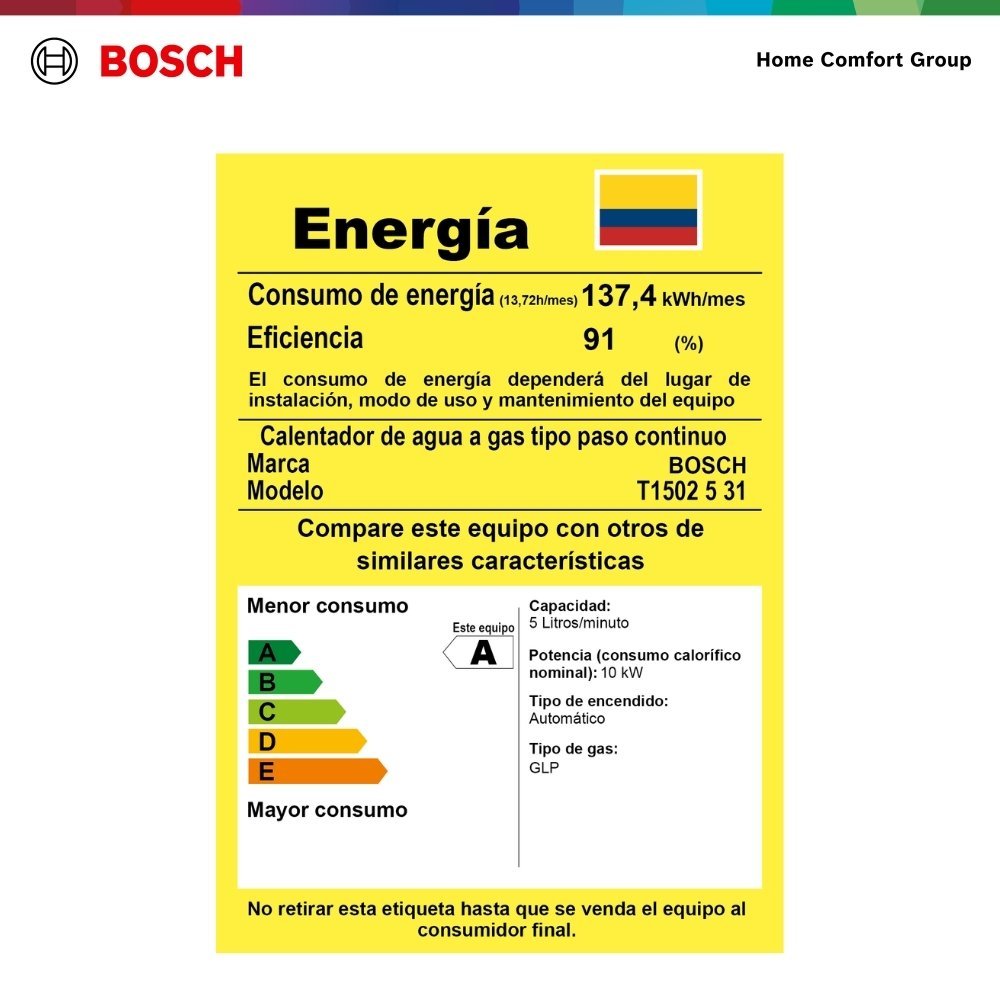 Calentador de Agua Gas Propano 5 Lt Tiro Natural BOSCH 605 - Image 9