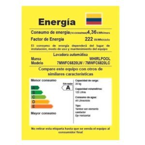 Lavasecadora WHIRLPOOL 20 Kilos Inverter 7MWFC6820LC Gris - Image 7