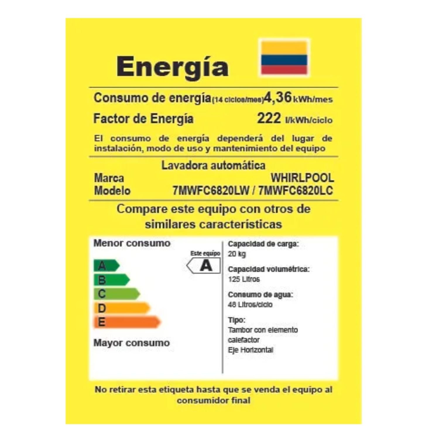 Lavasecadora WHIRLPOOL 20 Kilos Inverter 7MWFC6820LC Gris - Image 7