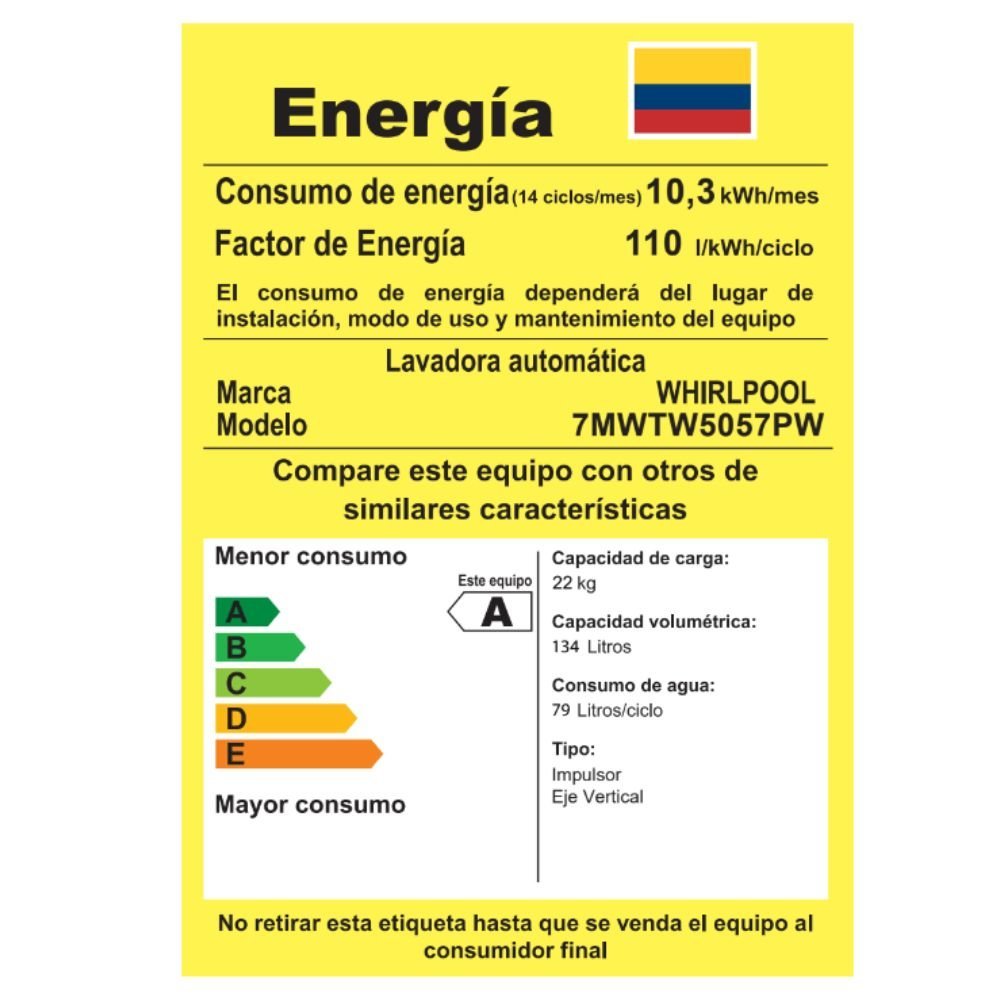 Lavadora WHIRLPOOL 22 Kg Carga Superior 7MWTW5057PW Blanco - Image 6