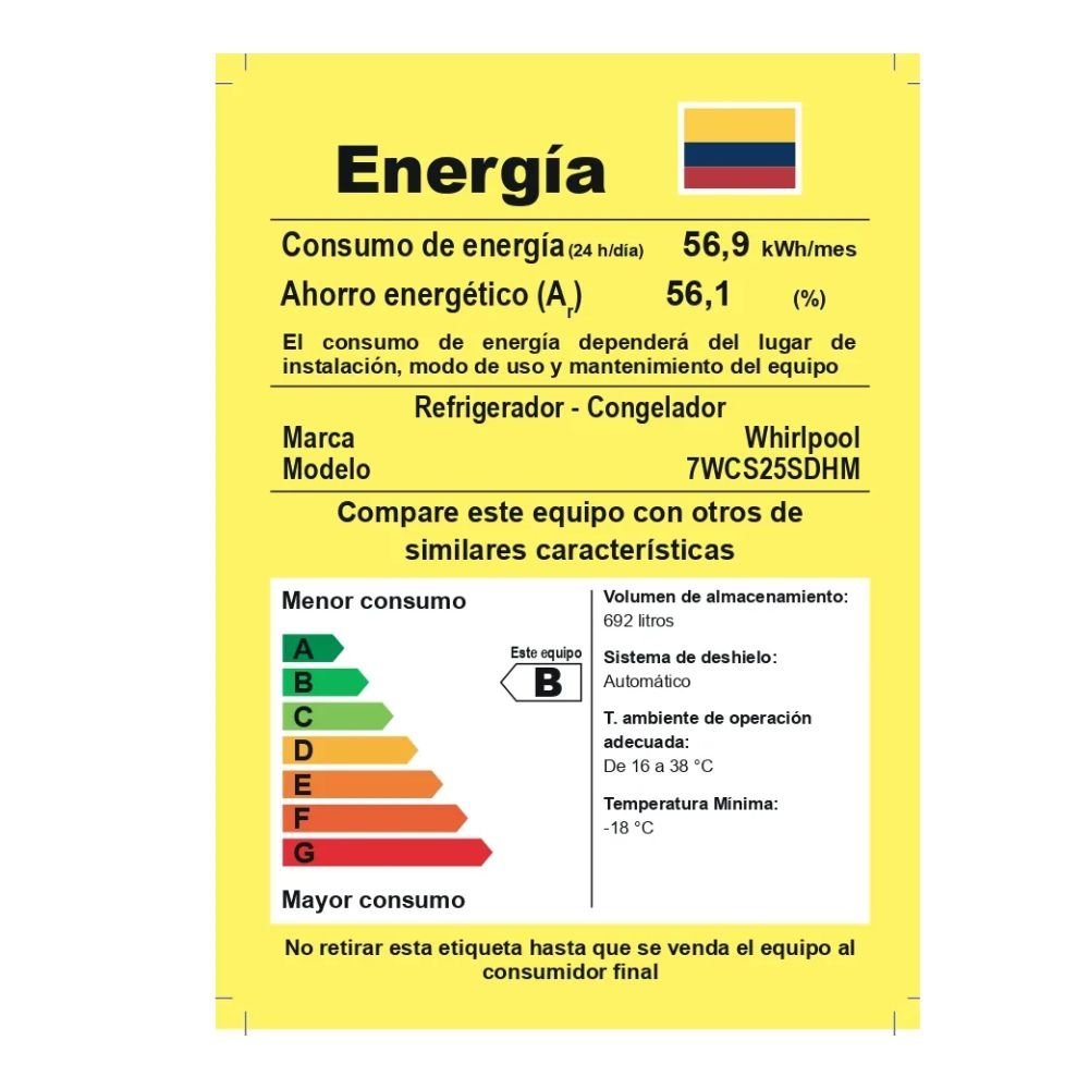 Nevecon WHIRLPOOL No Frost 692 Litros 7WCS25SDHM Gris - Image 8