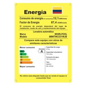 Lavadora WHIRLPOOL 22 Kg Carga Superior 8MWTWCO31WJB Blanco - Image 9