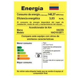 Aire Acondicionado 12000 BTU On/Off 110V HACEB Blanco - Image 8