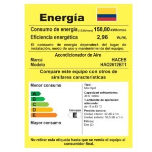 Aire Acondicionado 12000 BTU On/Off 220V HACEB Blanco - Image 8