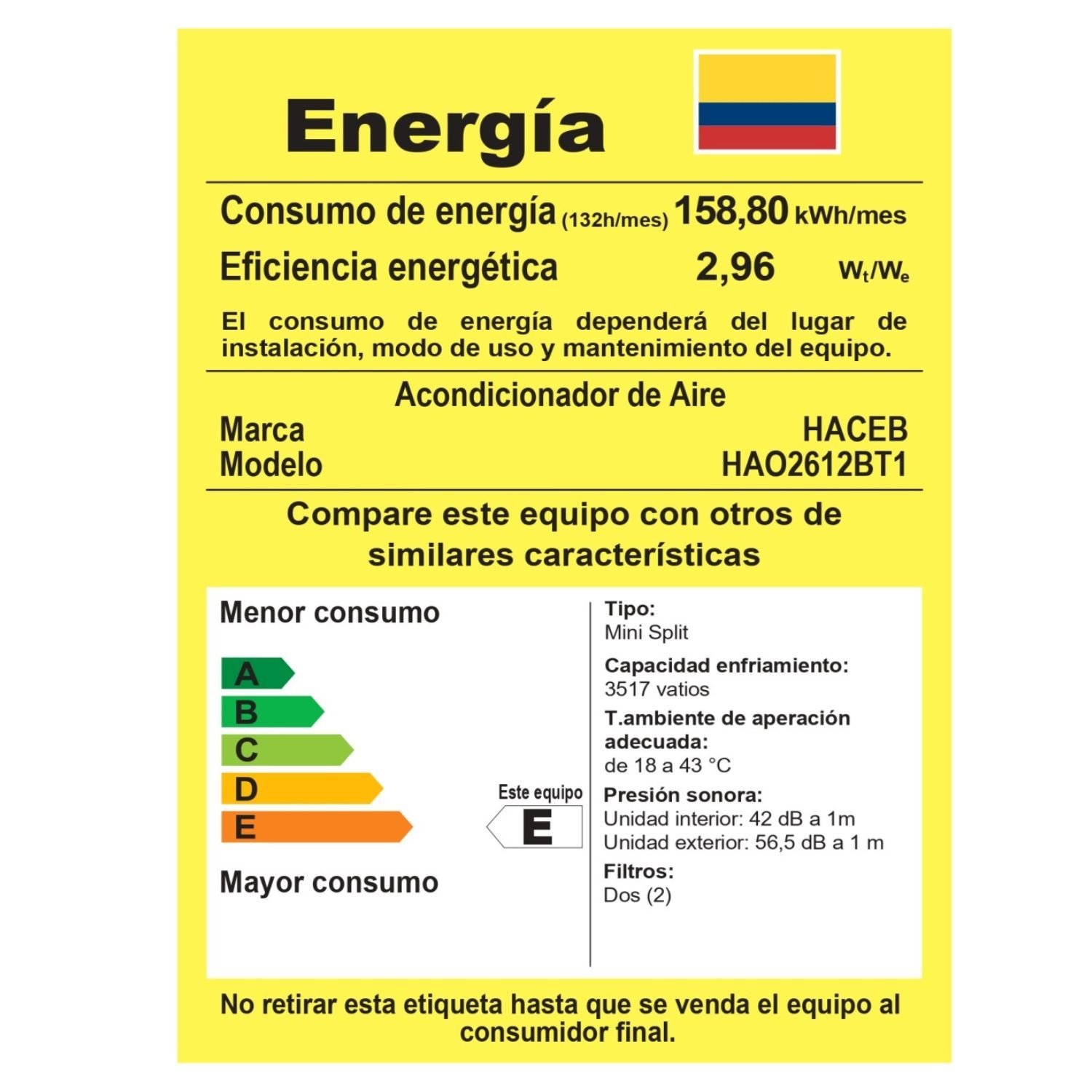 Aire Acondicionado 12000 BTU On/Off 220V HACEB Blanco - Image 8