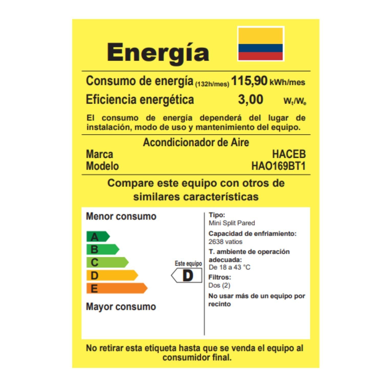 Aire Acondicionado 9000 BTU On/Off 110V HACEB Blanco - Image 6