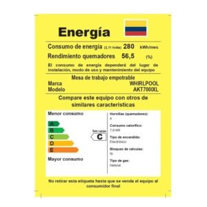 Estufa WHIRLPOOL 59 cm 4 Puestos Gas Natural AKT700IXL - Image 7