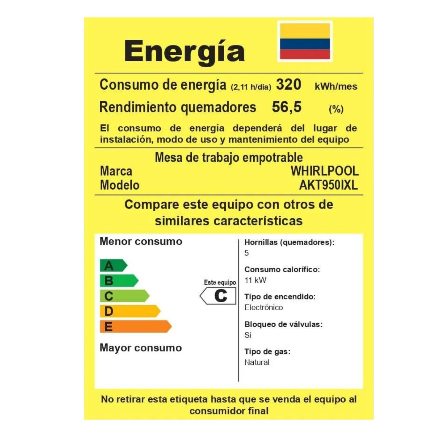 Estufa WHIRLPOOL 86 cm 5 Puestos Gas Natural AKT950IXL Gris - Image 6