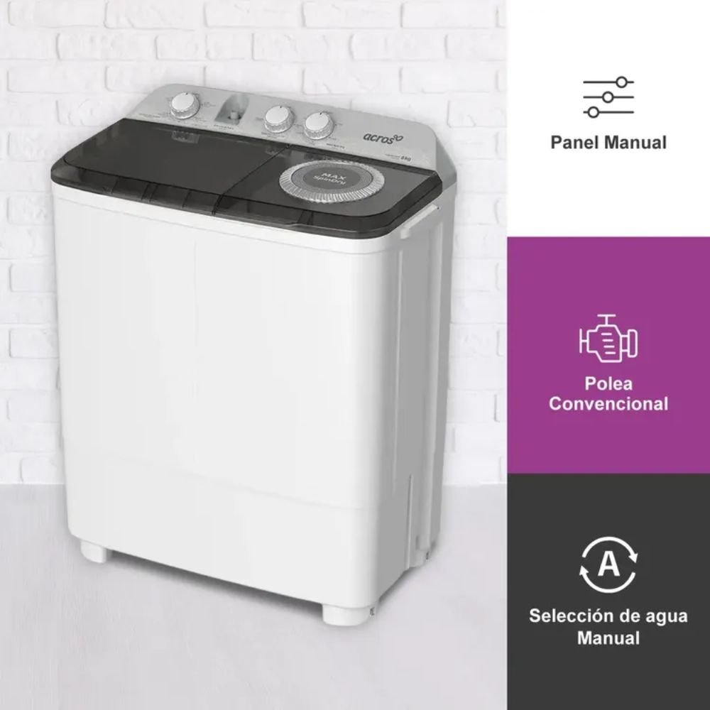 Lavadora ACROSS 8 Kilos Doble Tina ALD0835PE Blanco - Image 3