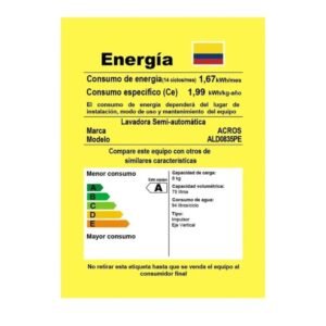 Lavadora ACROSS 8 Kilos Doble Tina ALD0835PE Blanco - Image 7