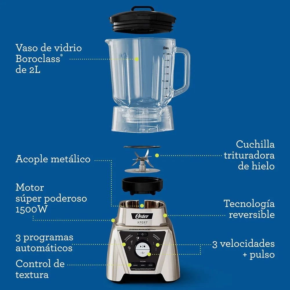Licuadora OSTER 2 Litros 3 Vel 1500 W BLST3B-CPG Inox - Image 2