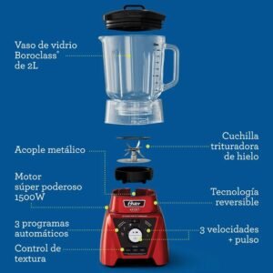 Licuadora OSTER 2 Litros 3 Vel 1500 W BLST3B-RPG Rojo - Image 8