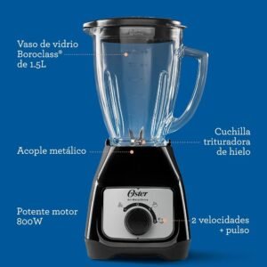 Licuadora OSTER 1.5 Litros 2 Vel 800 W BLSTKAG-BRD Negro - Image 8