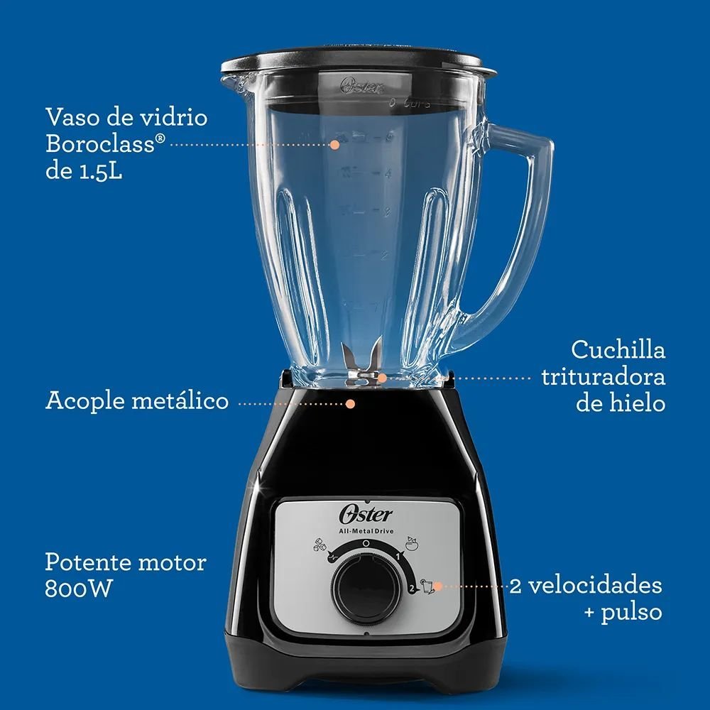 Licuadora OSTER 1.5 Litros 2 Vel 800 W BLSTKAG-BRD Negro - Image 8