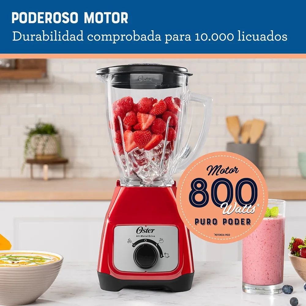 Licuadora OSTER 1.5 Litros 2 Vel 800 W BLSTKAG-RRD Rojo - Image 4