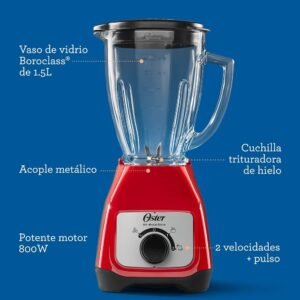 Licuadora OSTER 1.5 Litros 2 Vel 800 W BLSTKAG-RRD Rojo - Image 8