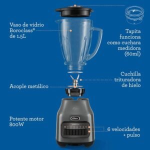Licuadora OSTER 1.5 Litros 6 Vel 800 W BLSTPEG-GPB Gris - Image 7