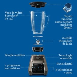 Licuadora OSTER 1.5 Litros 3 Vel 1000 W BLSTPYG1312XBG Gris - Image 8