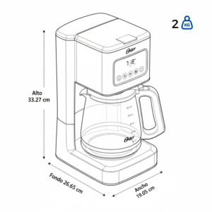 Cafetera OSTER Programable 12 Tazas Tactil BVSTDC4403 Negro - Image 9