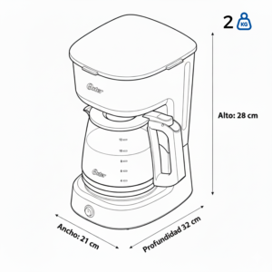 Cafetera OSTER 12 Tazas 900W BVSTDCS121B Negro - Image 9