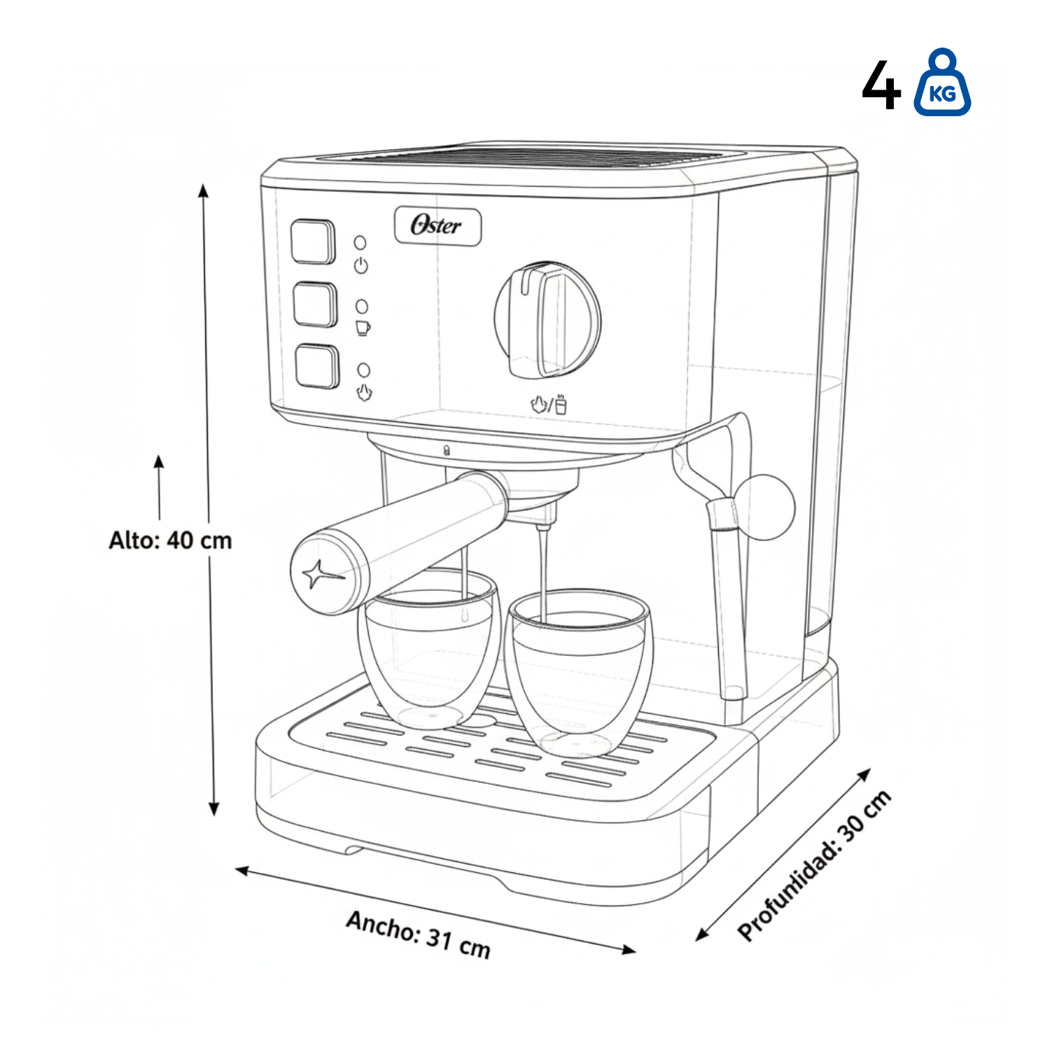 Cafetera OSTER 15 Bares Espresso BVSTEM5502 Plateada - Image 9