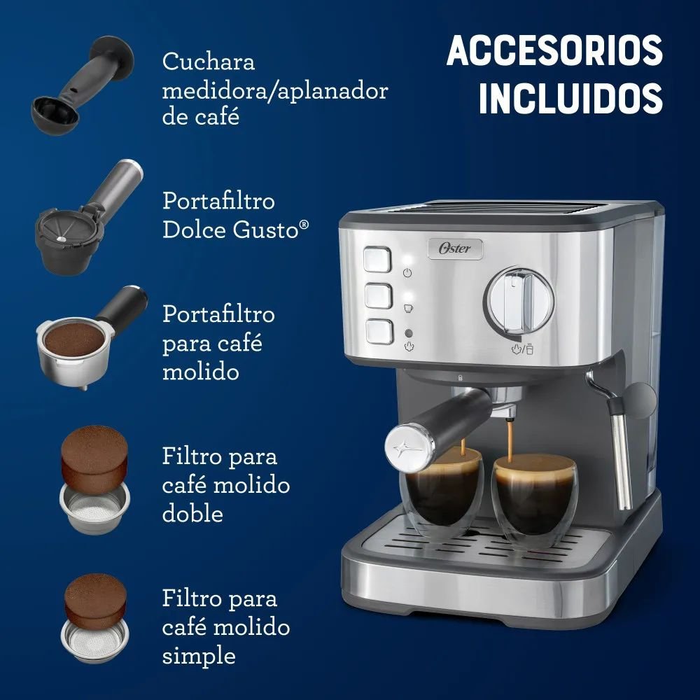 Cafetera OSTER 15 Bares Espresso BVSTEM5502 Plateada - Image 6