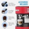 Cafetera Expreso OSTER 15 Bares BVSTEM6603R Rojo - Image 6