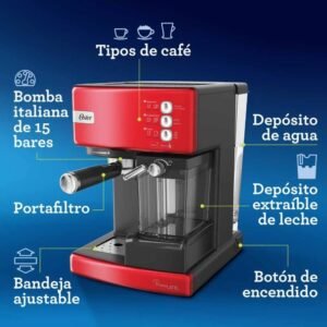 Cafetera Expreso OSTER 15 Bares BVSTEM6603R Rojo - Image 7