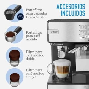 Cafetera OSTER Automatica 15 Bares 1170 W BVSTEM6603SS Inox - Image 7