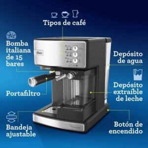 Cafetera OSTER Automatica 15 Bares 1170 W BVSTEM6603SS Inox - Image 8