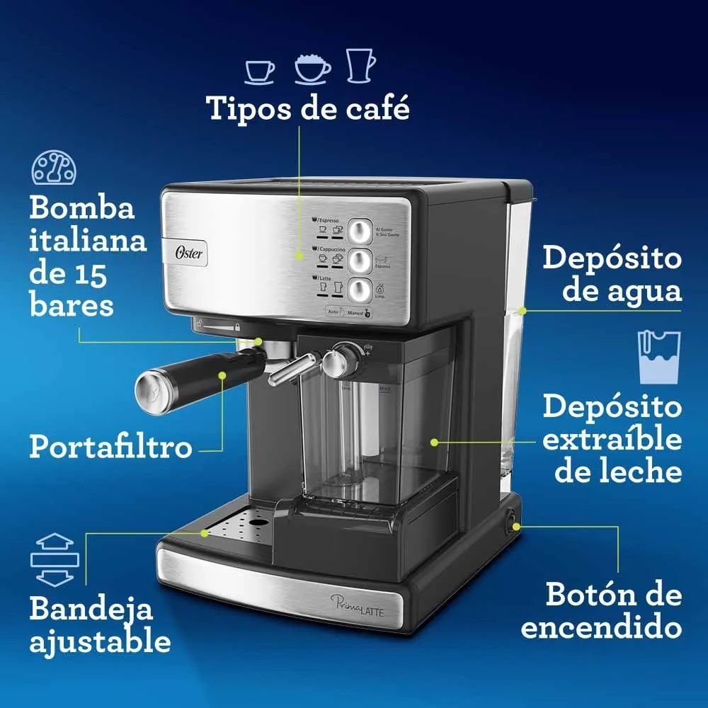 Cafetera OSTER Automatica 15 Bares 1170 W BVSTEM6603SS Inox - Image 8