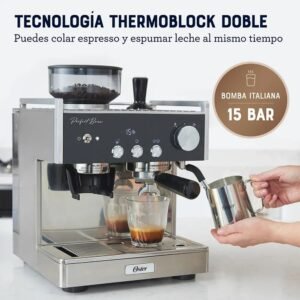 Cafetera OSTER 15 Bares Espresso BVSTEM7400 Plateada - Image 3