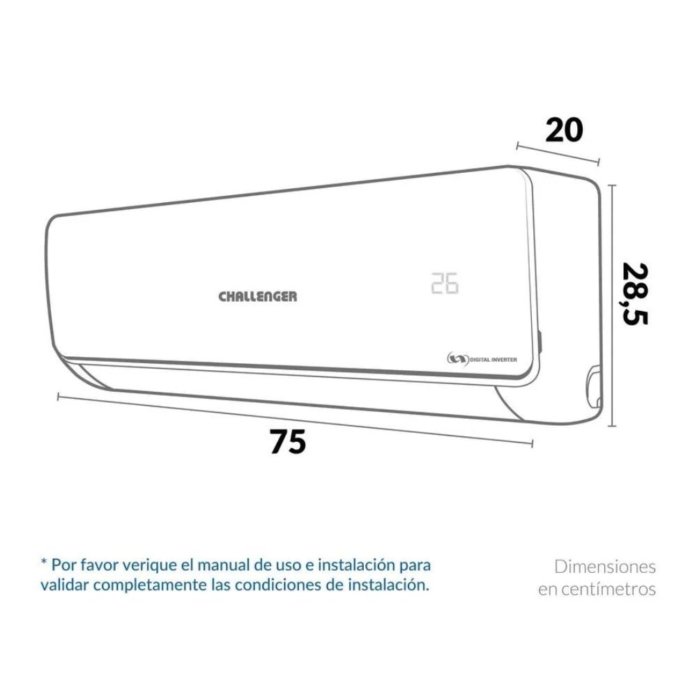 Aire Acondicionado 9000 BTU Inverter 220V CHALLENGER 9KBL2 - Image 4