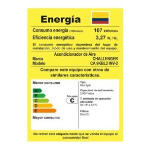Aire Acondicionado 9000 BTU Inverter 220V CHALLENGER 9KBL2 - Image 5