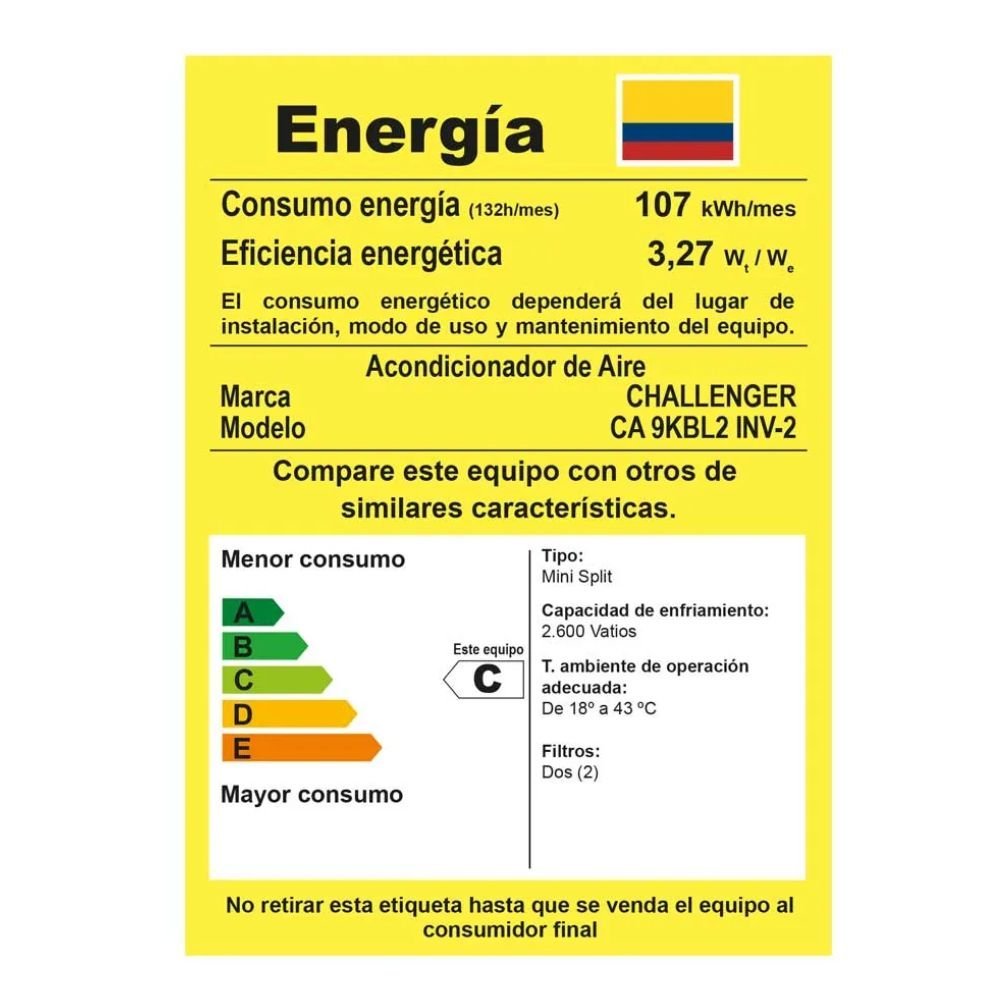 Aire Acondicionado 9000 BTU Inverter 220V CHALLENGER 9KBL2 - Image 5