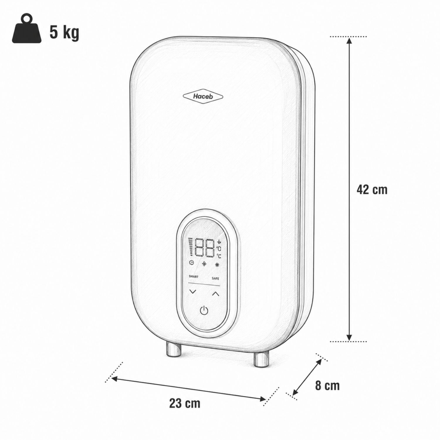Calentador de Agua Electrico 7 Litros 220V HACEB Gris - Image 7
