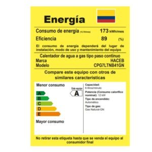 Calentador de Agua Gas Natural 7Lt Tiro Natural HACEB Blanco - Image 6