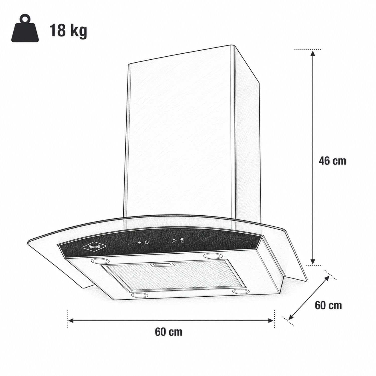 Campana de Isla HACEB 60cm 3 Velocidades Inox - Image 6